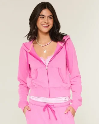 Frotté-hoodie med dragkedja