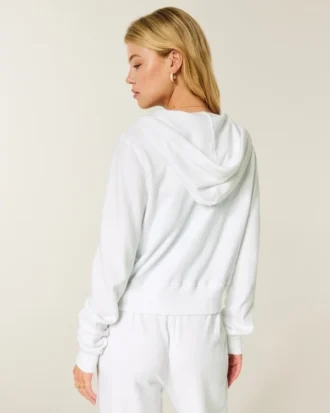 Frotté-hoodie med dragkedja