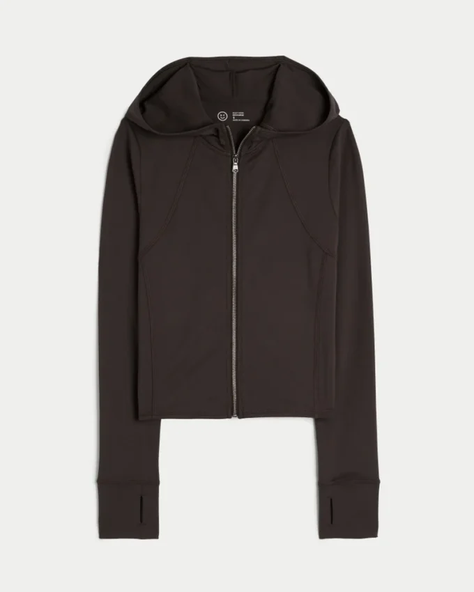 Gilly Hicks Active Recharge Hooded Crop Zip-Up Top Gilly Hicks Active Recharge Hooded Crop Zip-Up Top