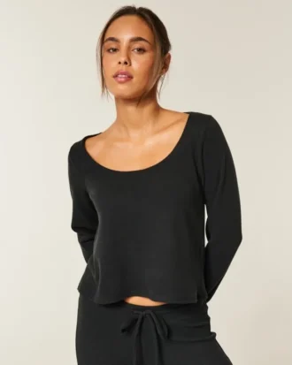 Gilly Hicks Always Cozy Waffle långärmad topp med rund halsringning