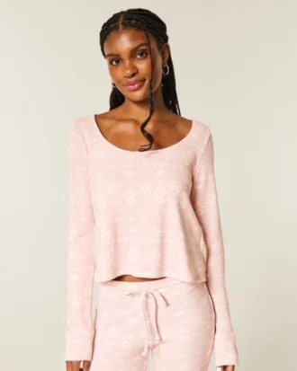 Gilly Hicks Always Cozy Waffle långärmad topp med rund halsringning
