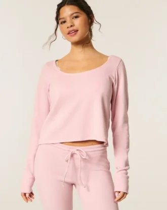 Gilly Hicks Always Cozy Waffle långärmad topp med rund halsringning