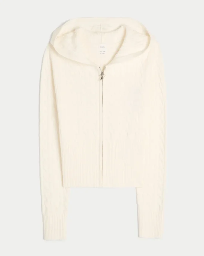 Gilly Hicks kabelstickad hoodie med dragkedja Gilly Hicks kabelstickad hoodie med dragkedja