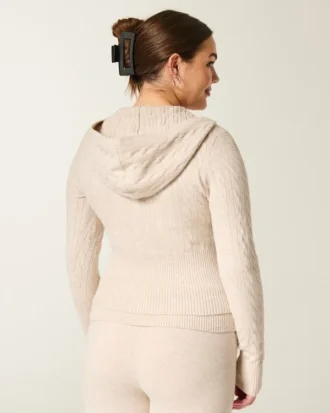Gilly Hicks kabelstickad hoodie med dragkedja