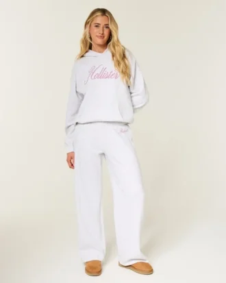 Glittrande logotyp Grafisk Sweatpants med vida ben