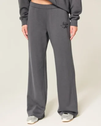 Glittrande logotyp Grafisk Sweatpants med vida ben