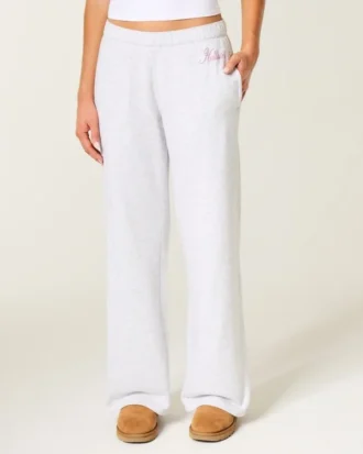 Glittrande logotyp Grafisk Sweatpants med vida ben