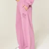 Glittrande rosgrafik Sweatpants med vida ben