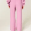 Glittrande rosgrafik Sweatpants med vida ben