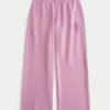 Glittrande rosgrafik Sweatpants med vida ben