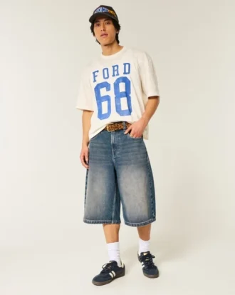 Halvlånga byxor i mediumtvättad denim