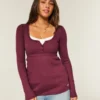 Henley Babydoll-top med enkel knytning bak
