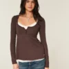 Henley Babydoll-top med enkel knytning bak