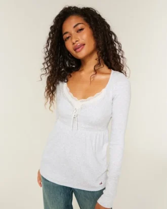 Henley Babydoll-top med enkel knytning bak