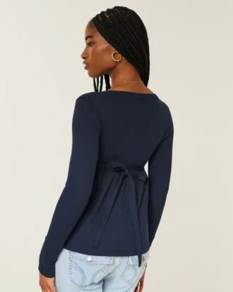 Henley Babydoll-top med enkel knytning bak