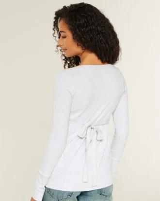 Henley Babydoll-top med enkel knytning bak