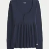 Henley Babydoll-top med enkel knytning bak