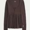 Henley Babydoll-top med enkel knytning bak