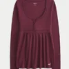 Henley Babydoll-top med enkel knytning bak