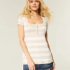 Henley-babydoll-top med korta ärmar