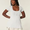 Henley-babydoll-top med korta ärmar