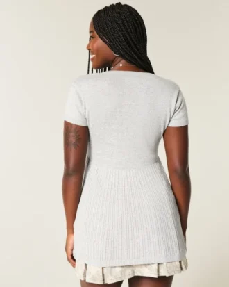Henley-babydoll-top med korta ärmar