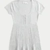 Henley-babydoll-top med korta ärmar