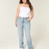 Högmidjade, ljusblå raka jeans Högmidjade, ljusblå raka jeans