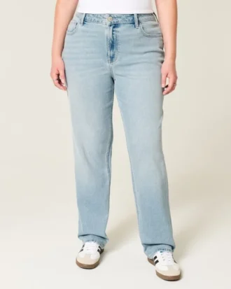Högmidjade, ljusblå raka jeans
