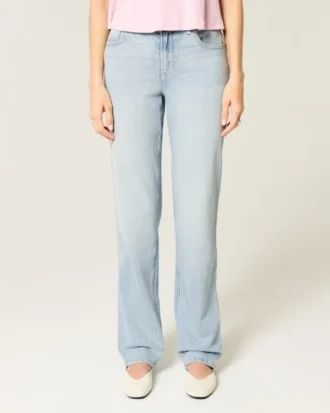 Högmidjade, ljusblå raka jeans