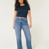 Högmidjade mörkblå dad jeans Högmidjade mörkblå dad jeans