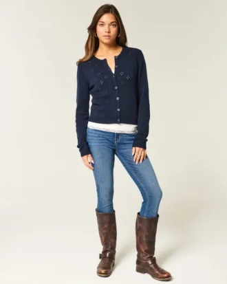 Högmidjade, mörktvättade superskinny jeans