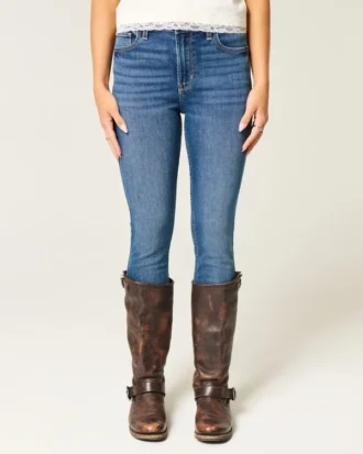 Högmidjade, mörktvättade superskinny jeans