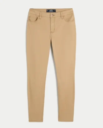 Högmidjade super skinny jeans i khaki