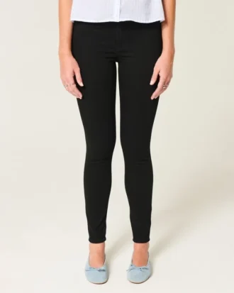 Högmidjade svarta jeansleggings