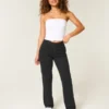 Högmidjade svarta raka jeans Högmidjade svarta raka jeans