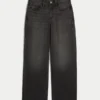 Högmidjade, tvättade svarta baggyjeans Högmidjade, tvättade svarta baggyjeans