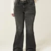 Högmidjade tvättade svarta flare-jeans Högmidjade tvättade svarta flare-jeans