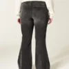 Högmidjade tvättade svarta flare-jeans Högmidjade tvättade svarta flare-jeans
