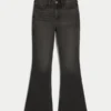 Högmidjade tvättade svarta flare-jeans Högmidjade tvättade svarta flare-jeans