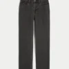 Högmidjade tvättade svarta raka jeans Högmidjade tvättade svarta raka jeans