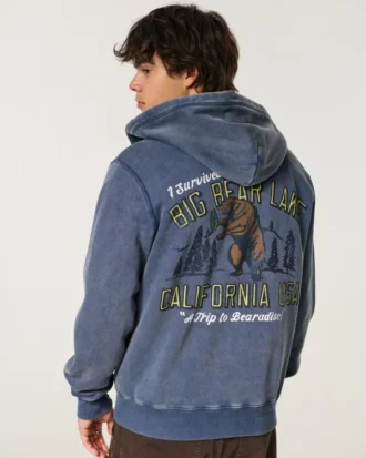 Holiday Vault Release Big Bear Lake grafisk hoodie med dragkedja
