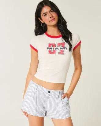 Hollister Livvy Lågmidjade shorts i linneblandning