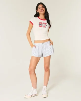 Hollister Livvy Lågmidjade shorts i linneblandning