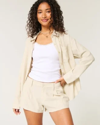 Hollister Livvy Lågmidjade shorts i linneblandning 3″