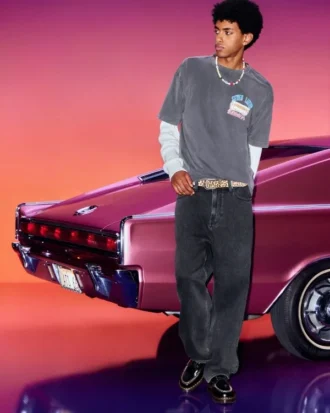Hollister x Taco Bell Tvättade svarta baggyjeans med broderad grafik