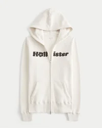 Huvtröja med dragkedja och chenille-logotyp