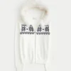 Huvtröja med fuskpälskant och Fair Isle-mönster Huvtröja med fuskpälskant och Fair Isle-mönster