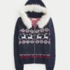 Huvtröja med fuskpälskant och Fair Isle-mönster Huvtröja med fuskpälskant och Fair Isle-mönster