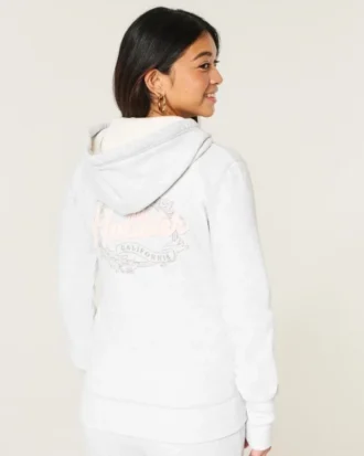 Huvtröja med vaffelfoder, dragkedja och logotyp
